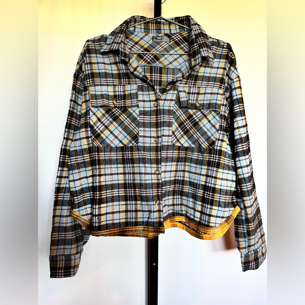 Plaid Button Down Shirt - Blue and Yellow